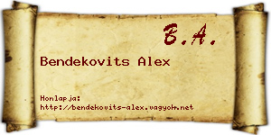 Bendekovits Alex névjegykártya